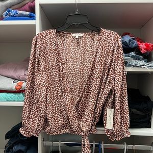 Tie front floral cropped top